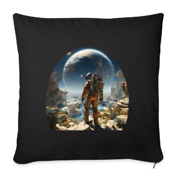 Astronaut explores alien worlds - Sofa pillowcase 17,3'' x 17,3'' (45 x 45 cm) - black - Front