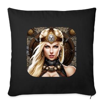 Fière Viking Germanin Shieldmaiden - Housse de coussin décorative 45 x 45 cm - noir - Devant