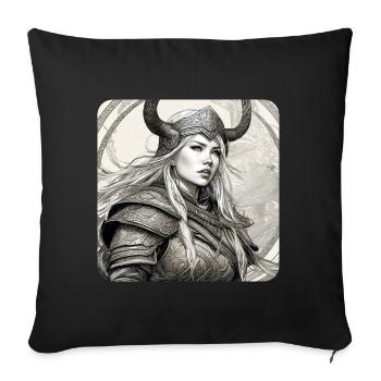 Stolze Wikingerin Germanin Schildmaid - Sofakissenbezug 45 x 45 cm - Schwarz - Vorne