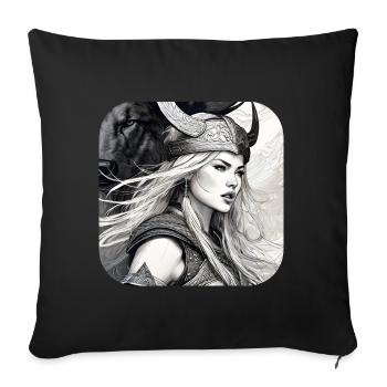 Stolze Wikingerin Germanin Schildmaid - Sofakissenbezug 45 x 45 cm - Schwarz - Vorne