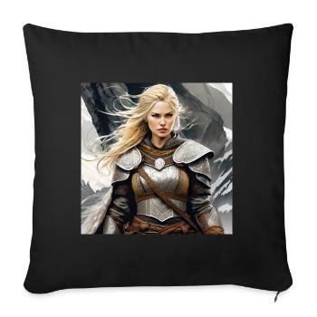 Fière Viking Germanin Shieldmaiden - Housse de coussin décorative 45 x 45 cm - noir - Devant