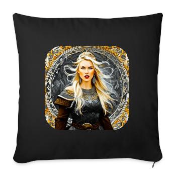 Stolze Wikingerin Germanin Schildmaid - Sofakissenbezug 45 x 45 cm - Schwarz - Vorne