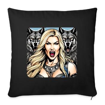 Viking Shield Maiden with Wolves - Sofa pillowcase 17,3'' x 17,3'' (45 x 45 cm) - black - Front