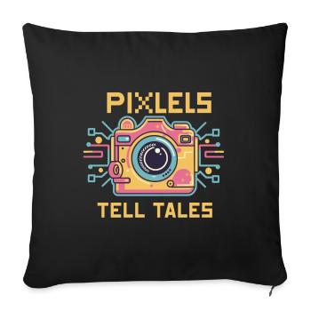 Pixels Tell Tales - Camera Illustration - Sofa pillowcase 17,3'' x 17,3'' (45 x 45 cm) - black - Front