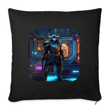 Cooler Cyberspace Krieger - Sofakissenbezug 45 x 45 cm - Schwarz - Vorne