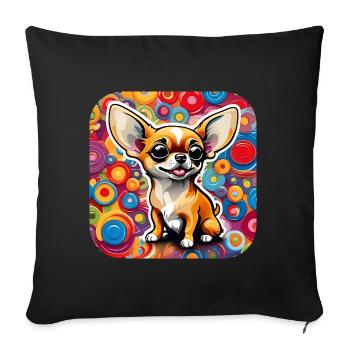 Cute little Chihuahua dog in comic style - Sofa pillowcase 17,3'' x 17,3'' (45 x 45 cm) - black - Front
