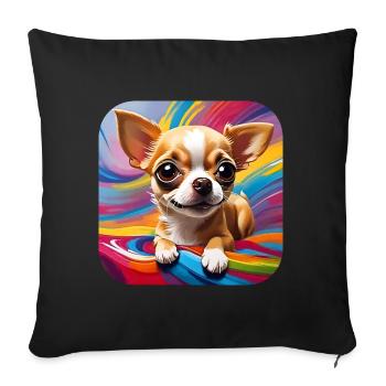 Mignon petit chien chihuahua dans un style comique - Housse de coussin décorative 45 x 45 cm - noir - Devant