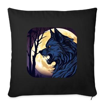 Loup-garou d’horreur avec pleine lune - Housse de coussin décorative 45 x 45 cm - noir - Devant
