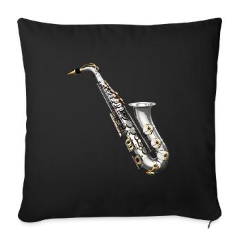 The saxophone is a woodwind instrument - Sofa pillowcase 17,3'' x 17,3'' (45 x 45 cm) - black - Front