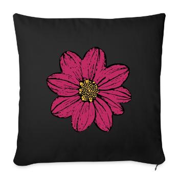 Blume Blüte rot pink violett - Sofakissenbezug 45 x 45 cm - Schwarz - Vorne