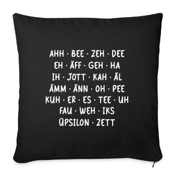 LUSTIGES ALPHABET DEUTSCH LAUTSCHRIFT KIND SCHULE - Sofakissenbezug 45 x 45 cm - Schwarz - Vorne