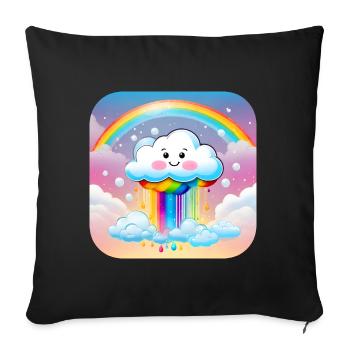 Cute Cloud Raining Rainbow Colors - Sofa pillowcase 17,3'' x 17,3'' (45 x 45 cm) - black - Front