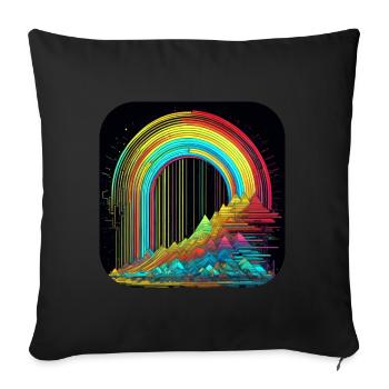 Psychedelisches Motiv Berge mit Regenbogen - Sofakissenbezug 45 x 45 cm - Schwarz - Vorne