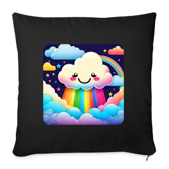 Cute Cloud Raining Rainbow Colors - Sofa pillowcase 17,3'' x 17,3'' (45 x 45 cm) - black - Front
