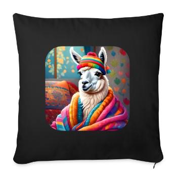 Lama d’hiver cool et confortable - Housse de coussin décorative 45 x 45 cm - noir - Devant
