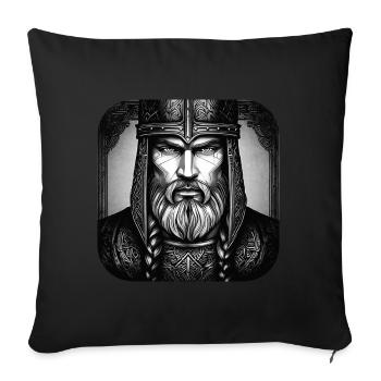Fier guerrier viking germanique - Housse de coussin décorative 45 x 45 cm - noir - Devant