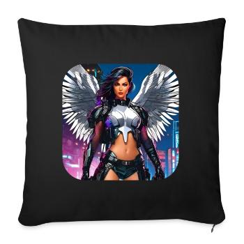 Ange cybergoth cool - Housse de coussin décorative 45 x 45 cm - noir - Devant