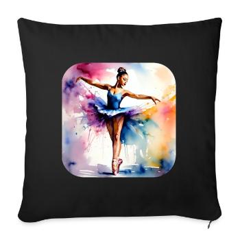 Prima Ballerina mit bunten Farben - Sofakissenbezug 45 x 45 cm - Schwarz - Vorne