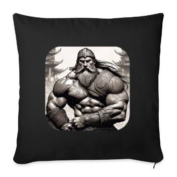 Fier guerrier viking germanique - Housse de coussin décorative 45 x 45 cm - noir - Devant