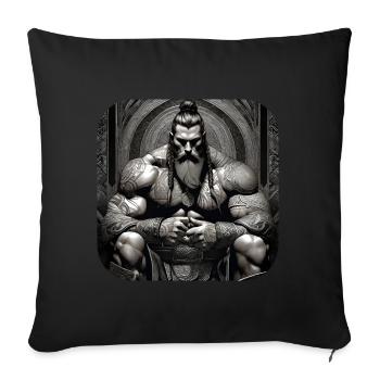 Fier guerrier viking germanique - Housse de coussin décorative 45 x 45 cm - noir - Devant