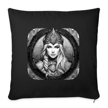 Stolze Wikingerin Germanin Schildmaid - Sofakissenbezug 45 x 45 cm - Schwarz - Vorne