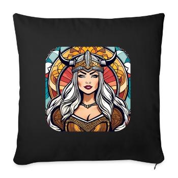 Stolze Wikingerin Germanin Schildmaid - Sofakissenbezug 45 x 45 cm - Schwarz - Vorne
