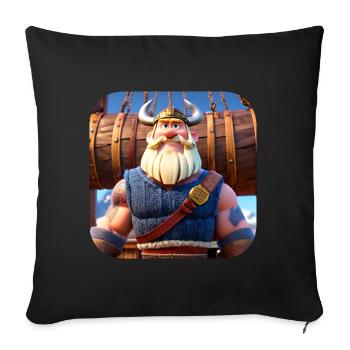 Viking mignon dans un style comique - Housse de coussin décorative 45 x 45 cm - noir - Devant