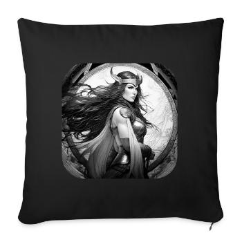 Stolze Wikingerin Germanin Schildmaid - Sofakissenbezug 45 x 45 cm - Schwarz - Vorne