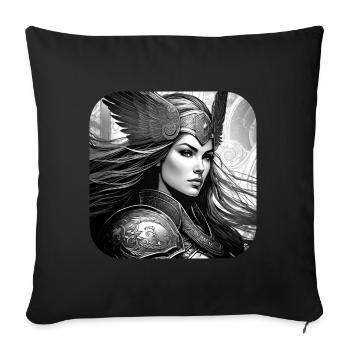 Stolze Wikingerin Germanin Schildmaid - Sofakissenbezug 45 x 45 cm - Schwarz - Vorne