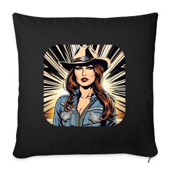 Fille de l’Ouest cool - Housse de coussin décorative 45 x 45 cm - noir - Devant