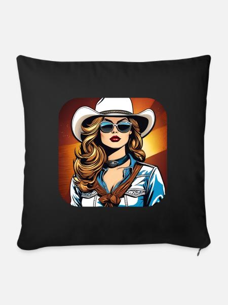 Cooles Western Girl - Sofakissenbezug 45 x 45 cm - Schwarz
