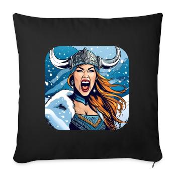 Fière Viking Germanin Shieldmaiden - Housse de coussin décorative 45 x 45 cm - noir - Devant