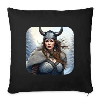 Fière Viking Germanin Shieldmaiden - Housse de coussin décorative 45 x 45 cm - noir - Devant