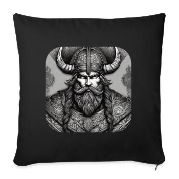 Fier guerrier viking germanique - Housse de coussin décorative 45 x 45 cm - noir - Devant
