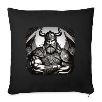 Fier guerrier viking germanique - Housse de coussin décorative 45 x 45 cm - noir - Devant