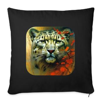Motif mystique Mystérieux léopard des neiges - Housse de coussin décorative 45 x 45 cm - noir - Devant