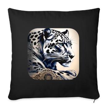 Motif mystique Mystérieux léopard des neiges - Housse de coussin décorative 45 x 45 cm - noir - Devant