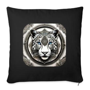 Motif mystique Mystérieux léopard des neiges - Housse de coussin décorative 45 x 45 cm - noir - Devant