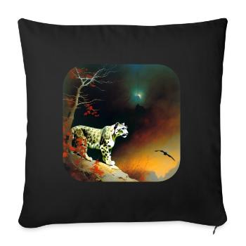 Mystical Motif Mysterious Snow Leopard - Sofa pillowcase 17,3'' x 17,3'' (45 x 45 cm) - black - Front