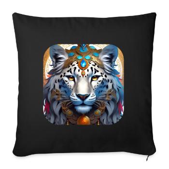 Motif mystique Mystérieux léopard des neiges - Housse de coussin décorative 45 x 45 cm - noir - Devant