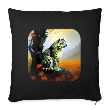 Mystical Motif Mysterious Snow Leopard - Sofa pillowcase 17,3'' x 17,3'' (45 x 45 cm) - black - Front