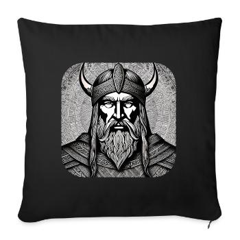 Fier guerrier viking germanique - Housse de coussin décorative 45 x 45 cm - noir - Devant