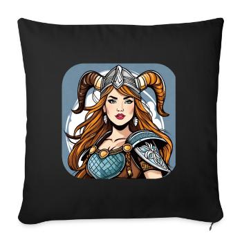 Stolze Wikingerin Germanin Schildmaid - Sofakissenbezug 45 x 45 cm - Schwarz - Vorne