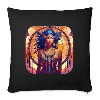Chaman Fantaisie Mystique - Housse de coussin décorative 45 x 45 cm - noir - Devant