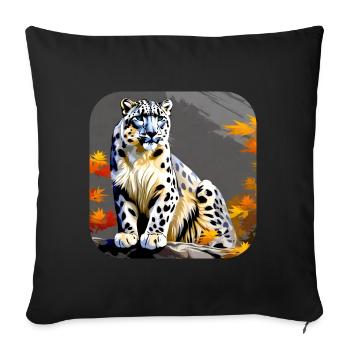 Motif mystique Mystérieux léopard des neiges - Housse de coussin décorative 45 x 45 cm - noir - Devant