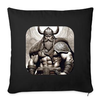 Fier guerrier viking germanique - Housse de coussin décorative 45 x 45 cm - noir - Devant
