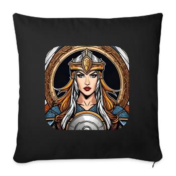 Fière Viking Germanin Shieldmaiden - Housse de coussin décorative 45 x 45 cm - noir - Devant