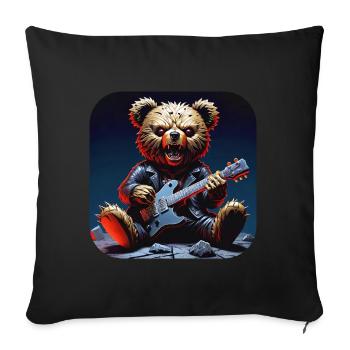 Heavy Metal Teddy Bear with Electric Guitar - Sofa pillowcase 17,3'' x 17,3'' (45 x 45 cm) - black - Front