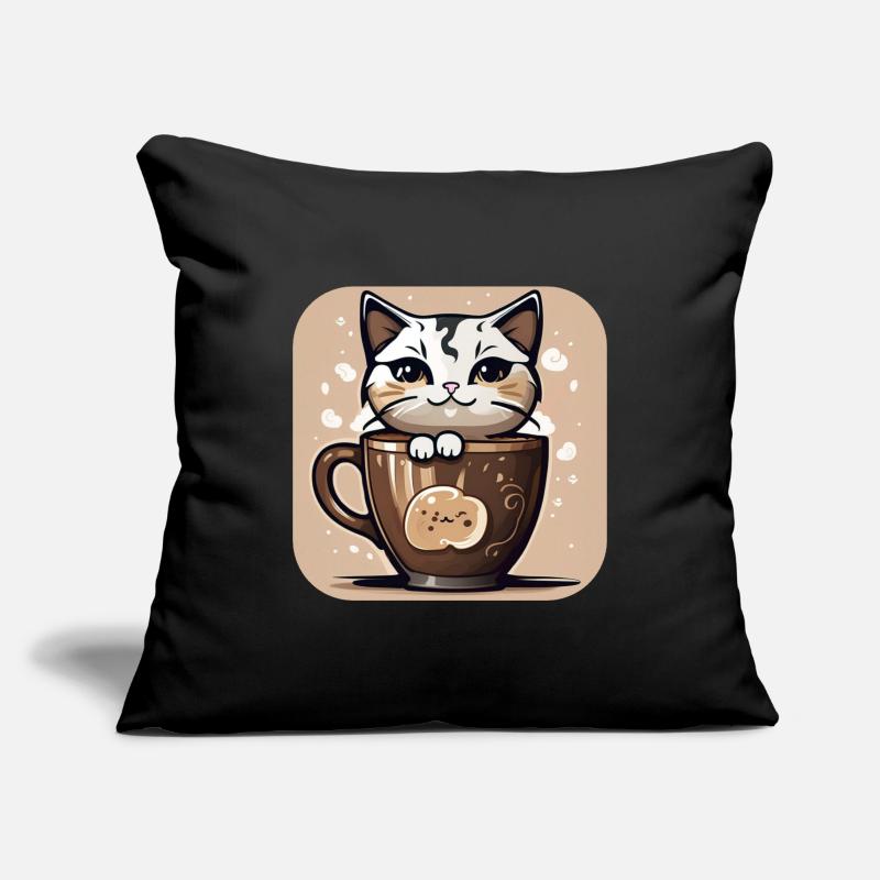 Chat de café mignon Housse de coussin décorative 45 x 45 cm