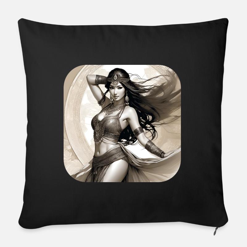 Mystische orientalische Bauchtänzerin - Sofakissenbezug 45 x 45 cm - Schwarz